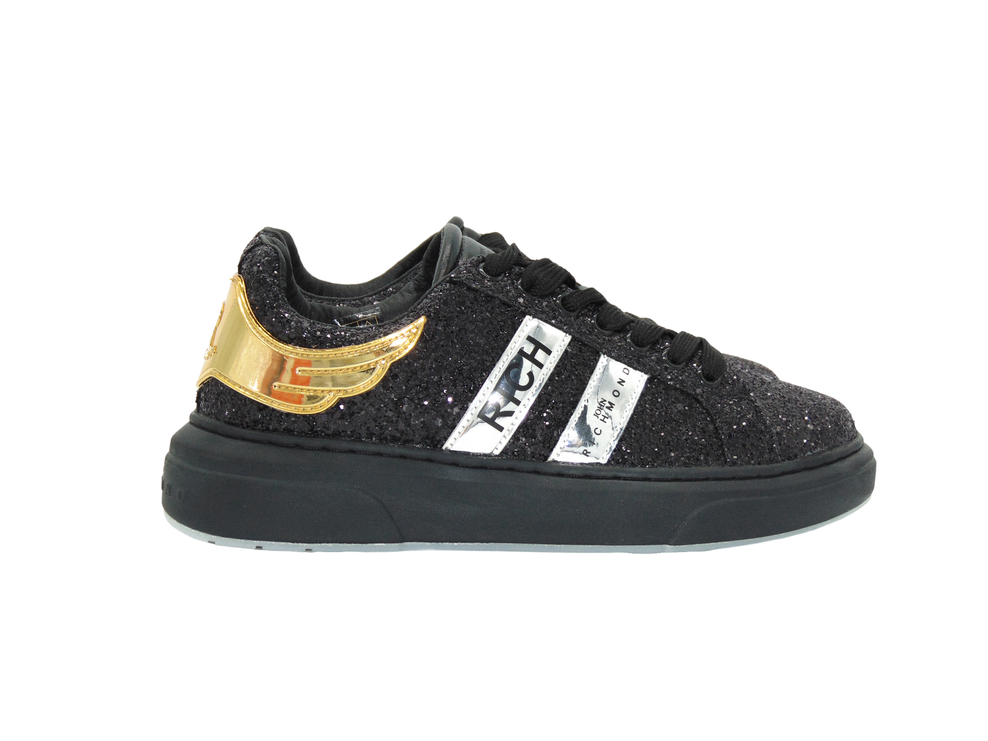 John Richmond Sneakers Glitter Nere Mida Luxury Fashion